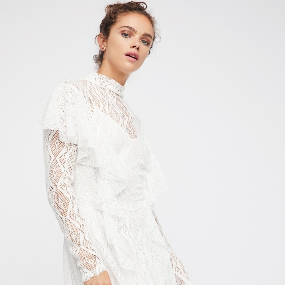 NWT Free People Rock Candy Lace Dress in Ivory XS